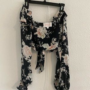 Stone cold fox crop tie front top 0